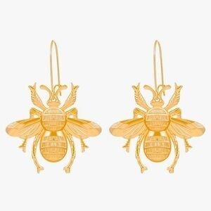 Queen Bee ON SALE Gold Bumble Bee Wings Dangle Earrings